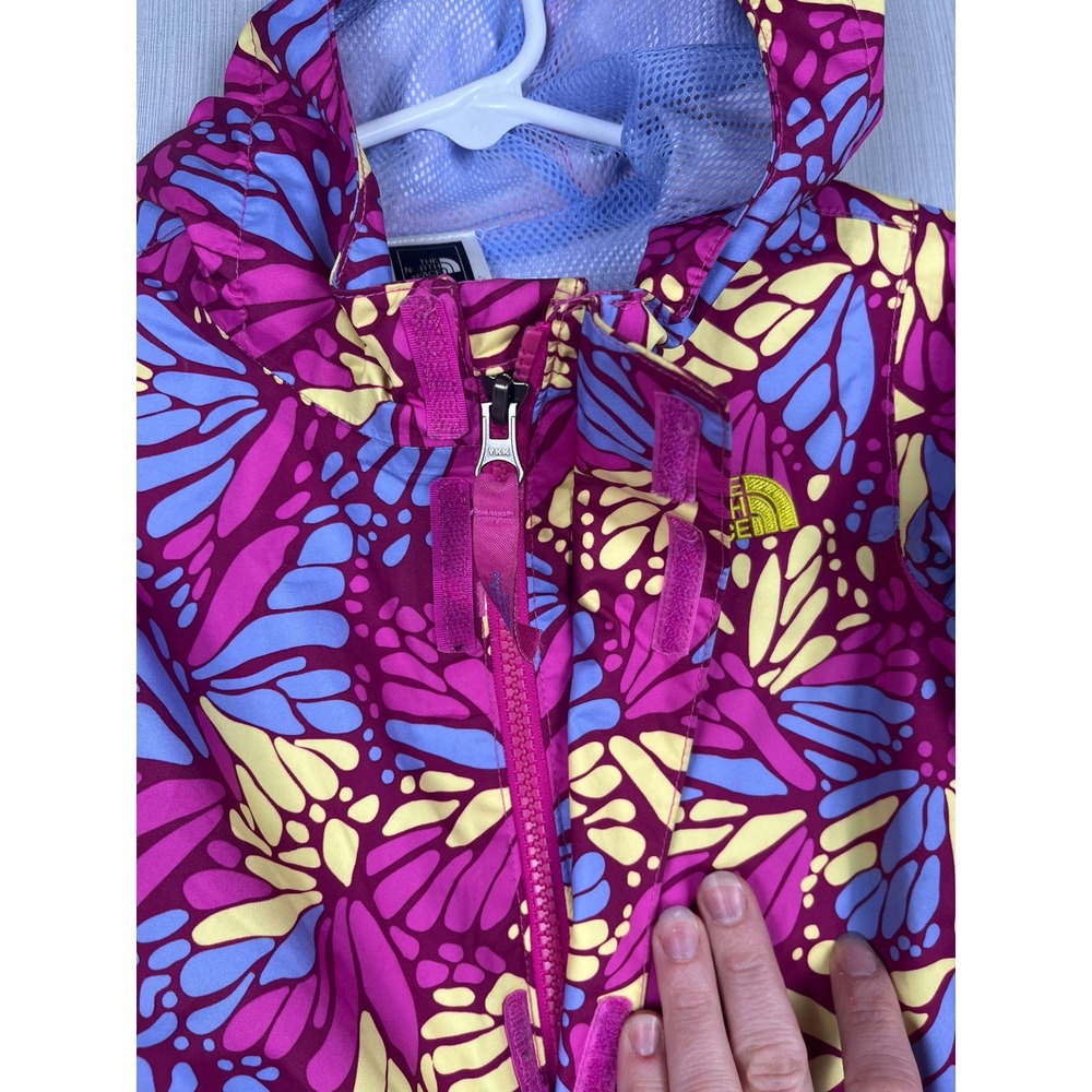 The North Face Rain Jacket Toddler 3T Pink Butterfly HyVent Hooded Windbreaker - Picture 8 of 9